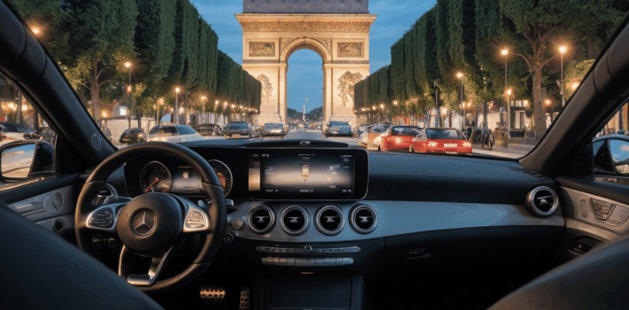 voiture luxe EQS arc de triomphe